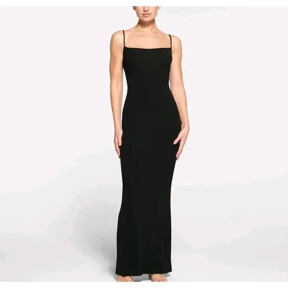 NWT SKIMS Soft Lounge Long Slip Dress Black Onyx Size M - Picture 7 of 7